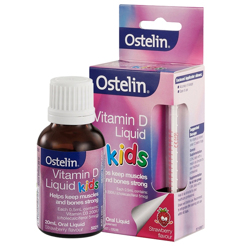 OSTELIN奥斯特林婴幼儿童维生素D滴剂瓶装补钙草莓味20ml适用(0-12岁)易吸收宝宝喜欢