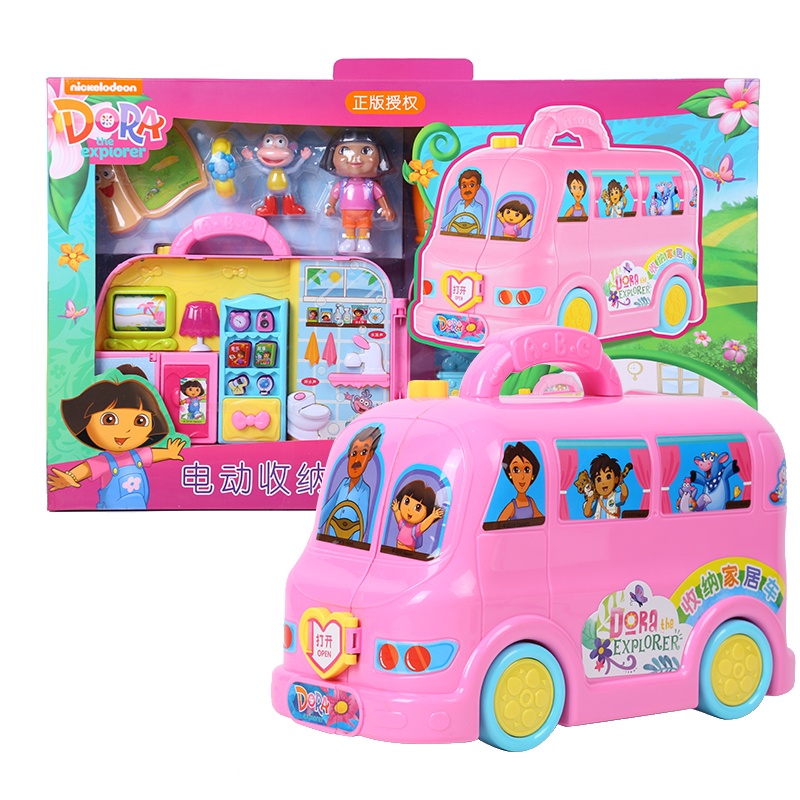 群丰朵拉电动收纳厨房车、救护车、家居车过家家电动收纳大巴车玩具(2813仿真电动收纳家居车礼盒装)