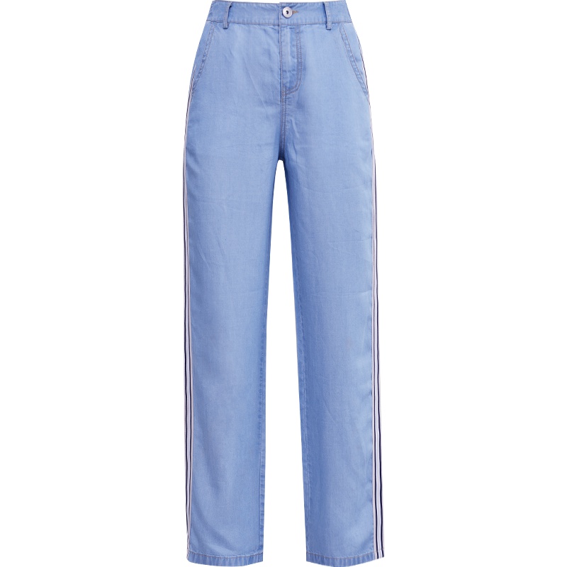 娅丽达女裤2019夏季新款天丝莱赛尔牛仔裤女阔腿直筒宽松薄款长裤I2173