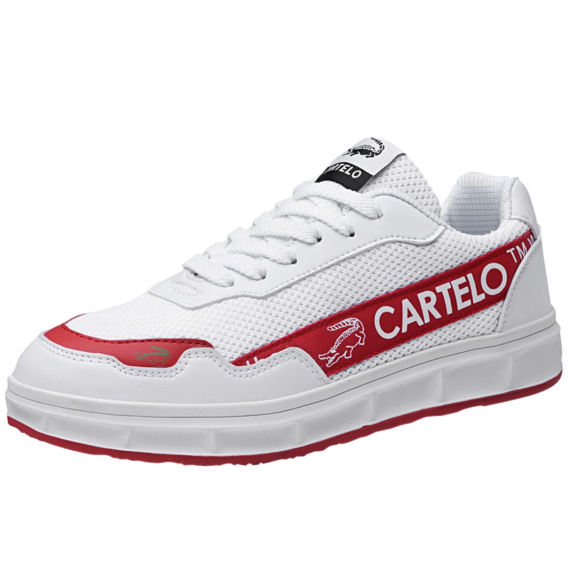 卡帝乐鳄鱼 CARTELO 舒适透气飞织布拼接时尚撞色男士潮流休闲板鞋