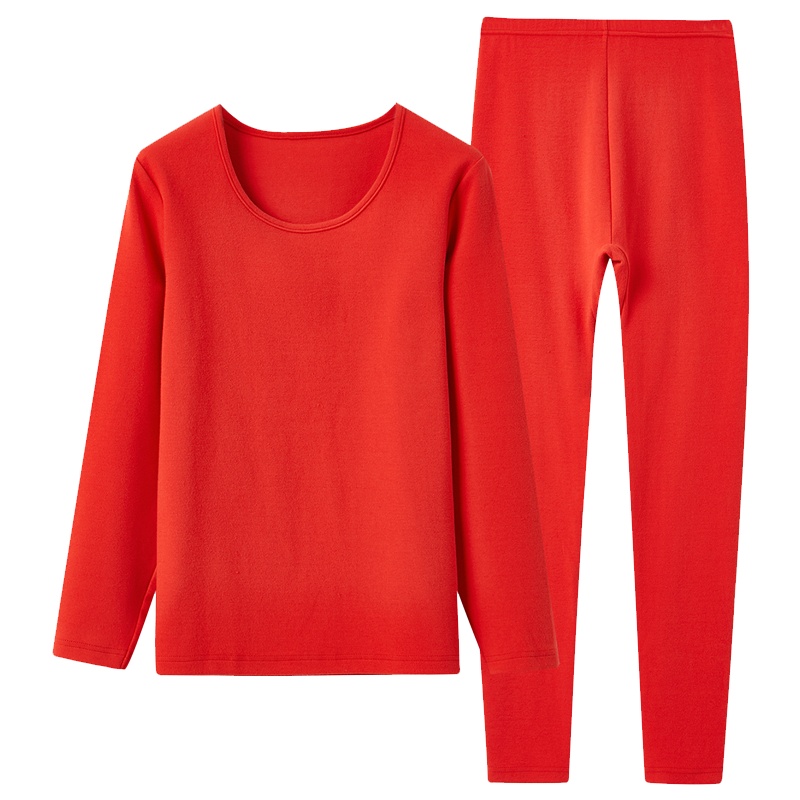 threegun 吉庆舒肤棉加厚磨毛绒圆领男女保暖内衣套装 23313D9 23314D9