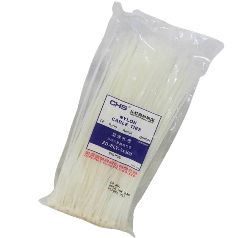 企购优品CHS自锁式电线扎带塑料卡扣束线带尼龙捆扎线捆绑带 5*300白 200根/包