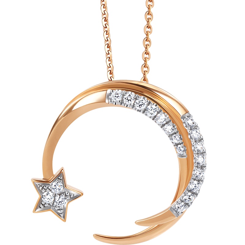 周生生(CHOW SANG SANG)18K黄金Love Decode愿望之星彩金钻石项链90858N定价