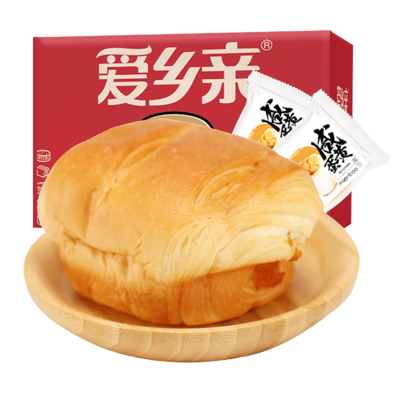 爱乡亲咸蛋黄夹心软面包早餐食品整箱口袋手撕面包点心零食500g原味