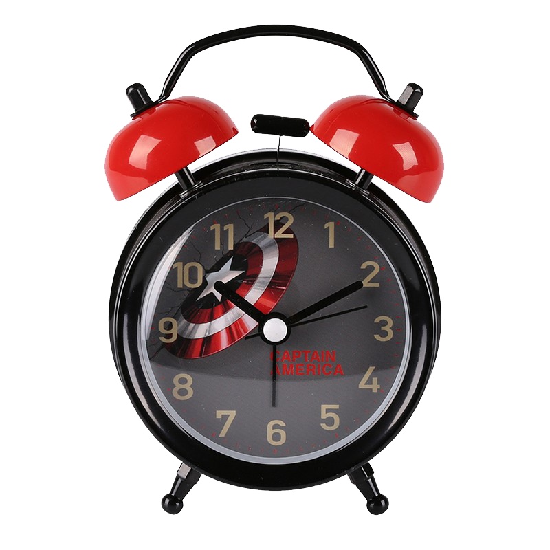 迪士尼(DISNEY)漫威复仇者联盟闹钟创意儿童静音小闹钟卡通夜光学生床头钟静音金属机械石英打铃懒人闹钟