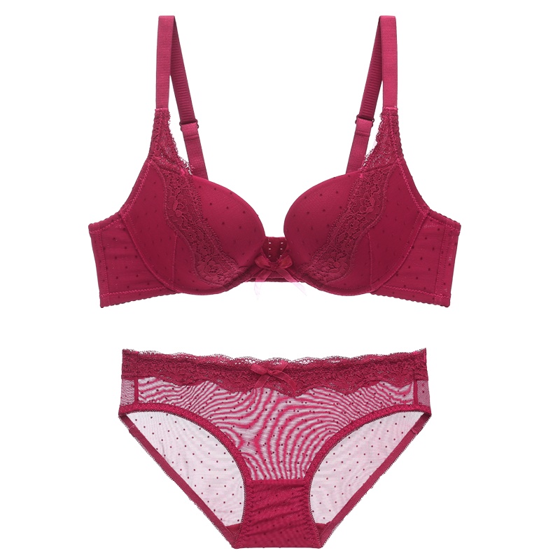 都市丽人性感时尚V型蕾丝花边柔软植绒软钢圈女士内衣胸罩文胸套装2件装2B8115