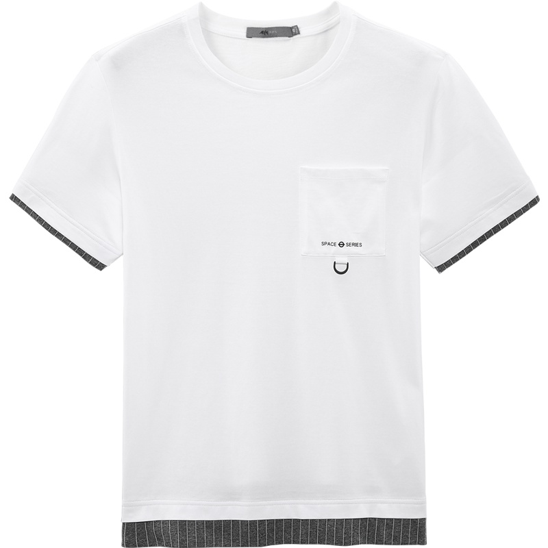 黑鲸胸口贴袋休闲T恤夏季男装拼接设计短袖t男CNTBJ28112A