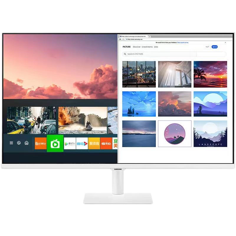 三星(SAMSUNG)S32AM703UC 31.5英寸4K超清无线投屏Tizen系统 蓝牙链接 内置APP及音响 白色款智慧电脑显示器(HDMI*2+Type-C)