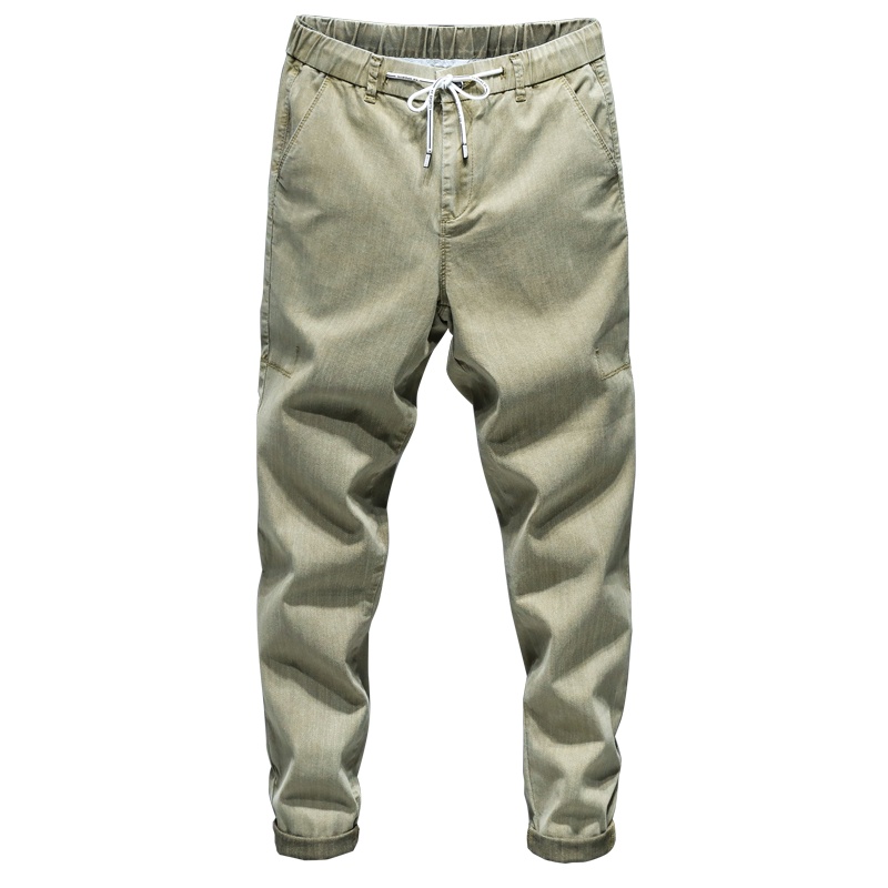 2021春夏新款弹力休闲裤男修身直筒松紧腰男士休闲裤韩版潮流百搭休息青年男裤子长裤子