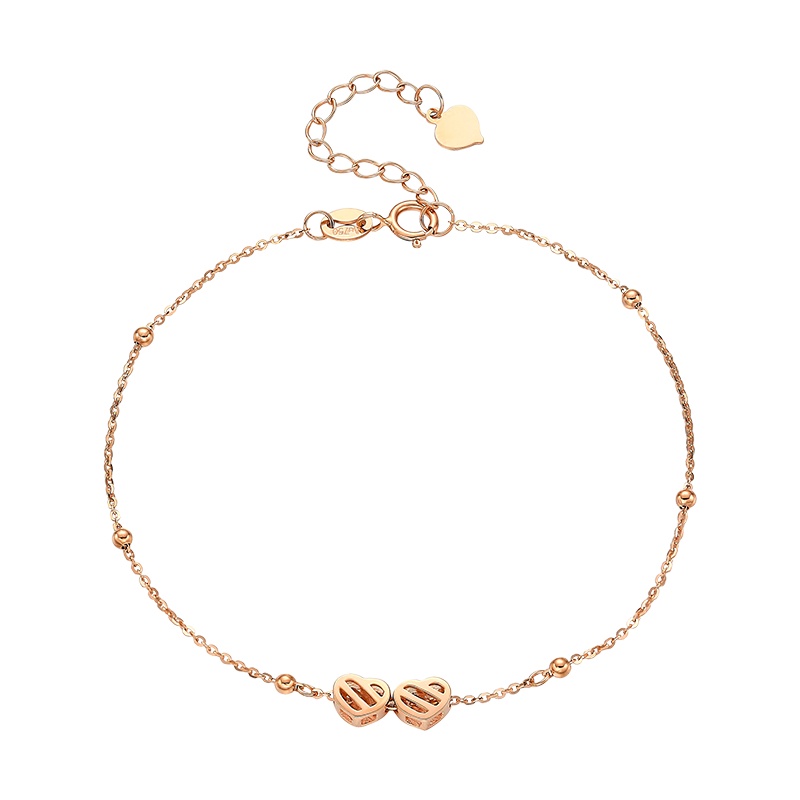 金一珠宝 小确幸系列心心相惜手链18K金手链百搭手链锁扣KPB2023