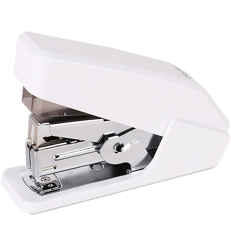 [精选]得力(deli)0467 中号省力型订书机/装订器 单指轻松装订 适配12#钉 可装100枚钉书针 白色