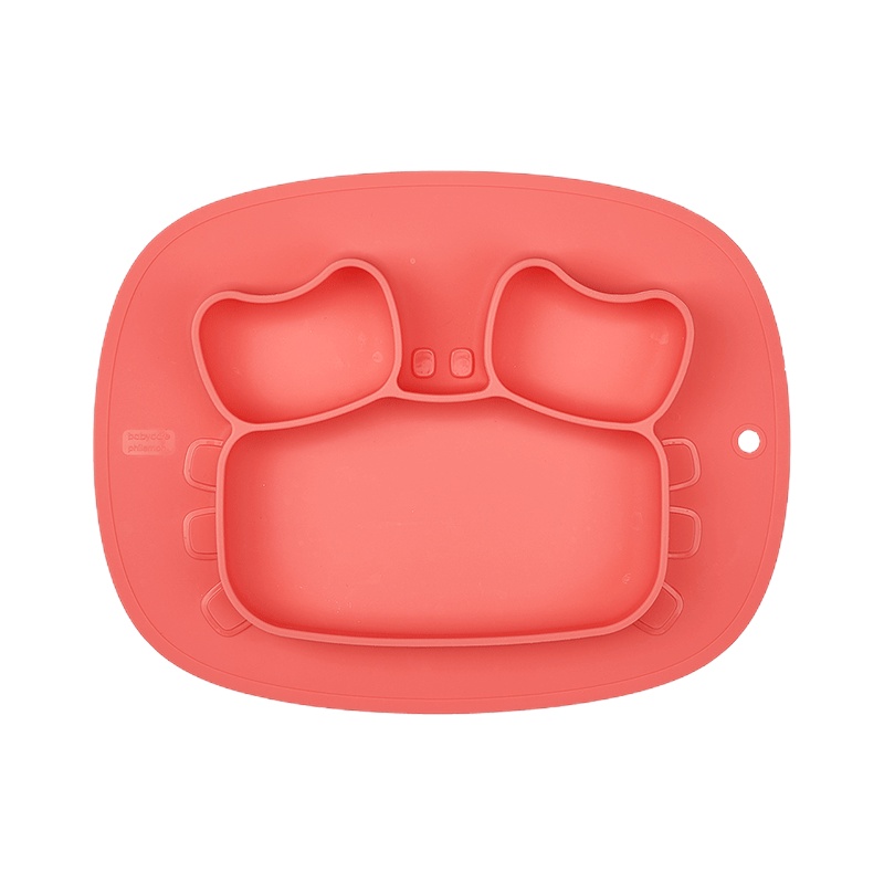 babycare宝宝餐盘吸盘碗分格盘卡通硅胶防摔辅食碗可爱儿童餐具2328硅胶分格餐盘 杜巴利红(深红)小号