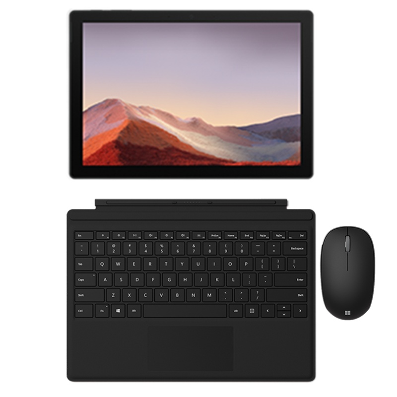 [黑色键盘+蓝牙鼠标]微软(Microsoft)Surface Pro7 十代 i7 16G 256G 亮铂金 win10 12.3英寸 二合一平板电脑 笔记本电脑 办公 网课优选