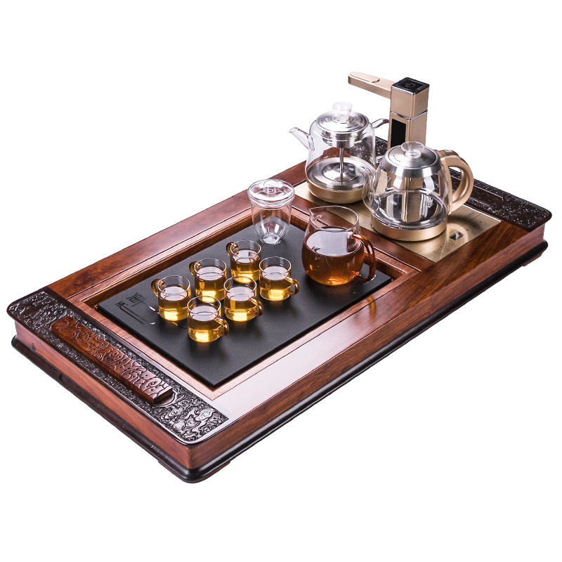 金杞(JINQI) 整套茶具全自动上水电热水壶耐热消毒烧水煮茶自动续水黑檀木刺猬紫檀乌金石茶盘J135款套装