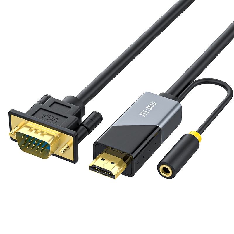 晶华 HDMI转VGA线带音频供电 高清视频转换线 小米盒子笔记本电脑连接显示器投影仪线 合金黑色2米Z190G