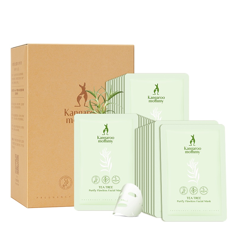 袋鼠妈妈 kangaroomommy 孕妇茶树无瑕新肌面膜28片 孕期清痘补水保湿孕期