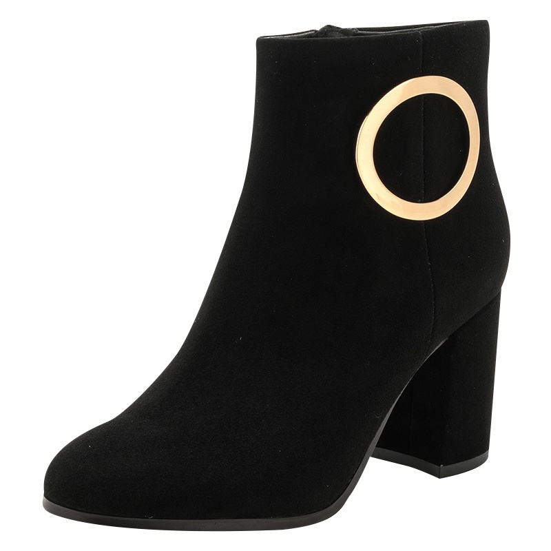 星期六ST&SAT金属扣饰冬季粗跟时尚短靴SS74116519