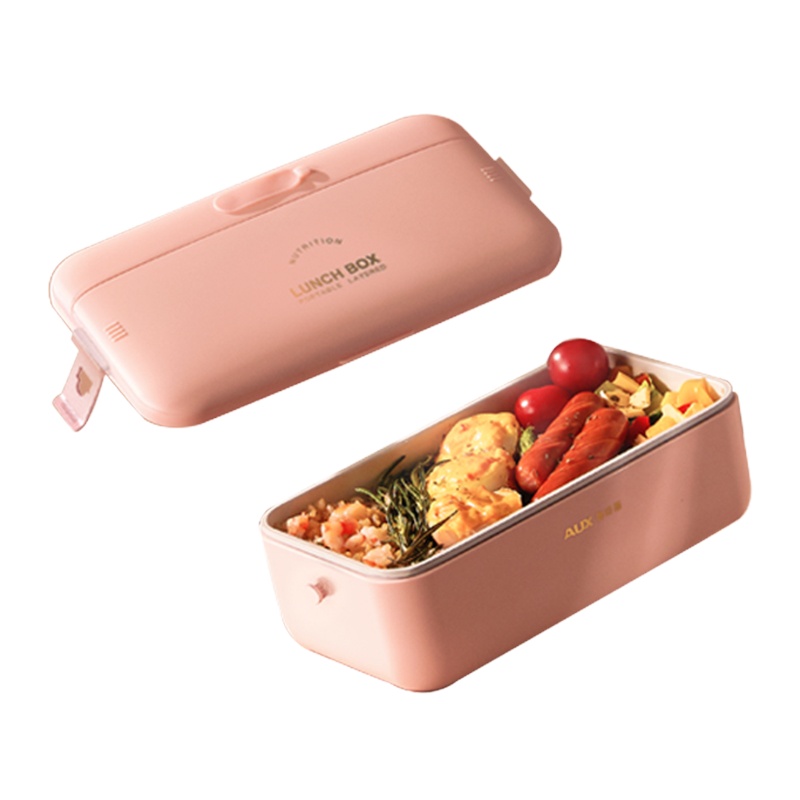 奥克斯电热饭盒DF01粉色便当盒加热饭盒带饭桶锅可插电上班族保温电热蒸煮自热便携式白饭蒸煮饭菜加热便携保温免加水可用静音