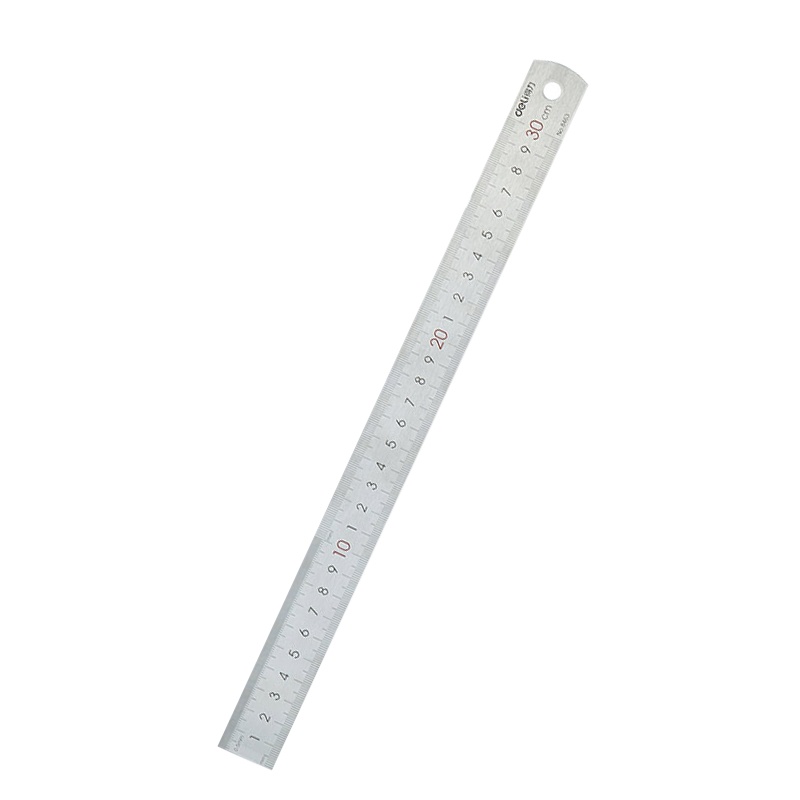 得力(deli)8463钢直尺30cm5只装 银色 不锈钢刻度尺 板尺绘图仪尺金属长尺 测量尺学生文具测量钢尺
