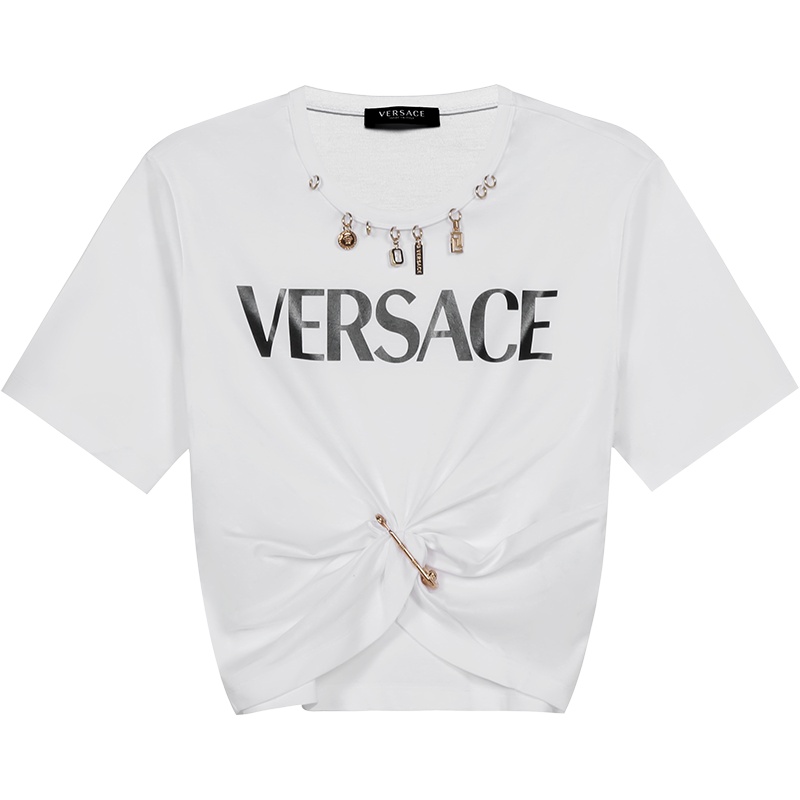 范思哲 VERSACE 女士棉质短款圆领短袖T恤1001535 1A01124