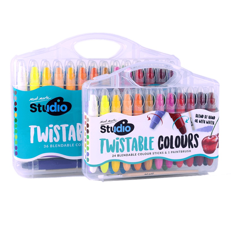 蒙玛特 MontMarte24色炫彩棒旋转蜡笔油画棒 儿童小学生彩色绘画笔