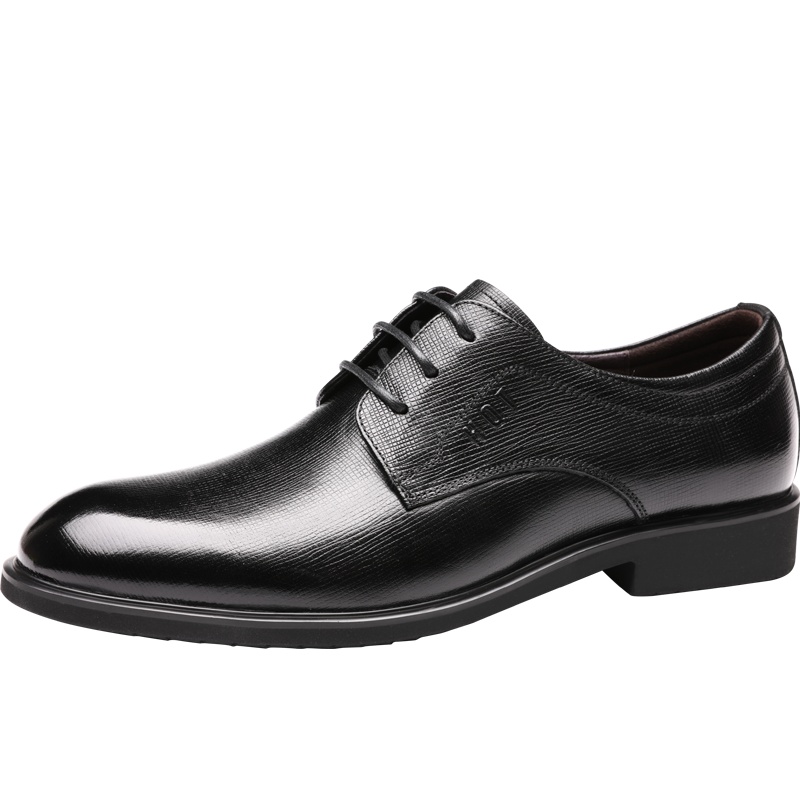 红蜻蜓男鞋冬季真皮英伦商务休闲正装皮鞋尖头系带办公室婚鞋