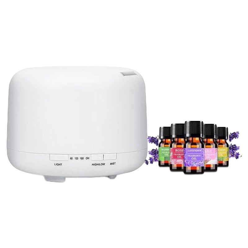 遥控空气加湿器家用纳丽雅(Naliya) 卧室办公室香薰机小型迷你 500ML香薰机暖灯+2瓶精油