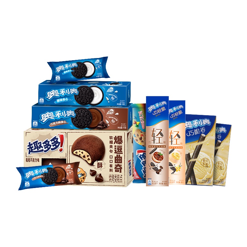 奥趣搭档美味零食人气休闲饼干送礼分享美味零食大礼包829g