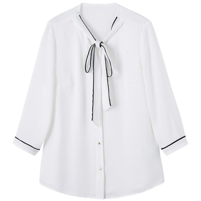 拉夏贝尔雪纺衬衫女夏季新款宽松上衣韩版系带小众港味七分袖网红衬衫