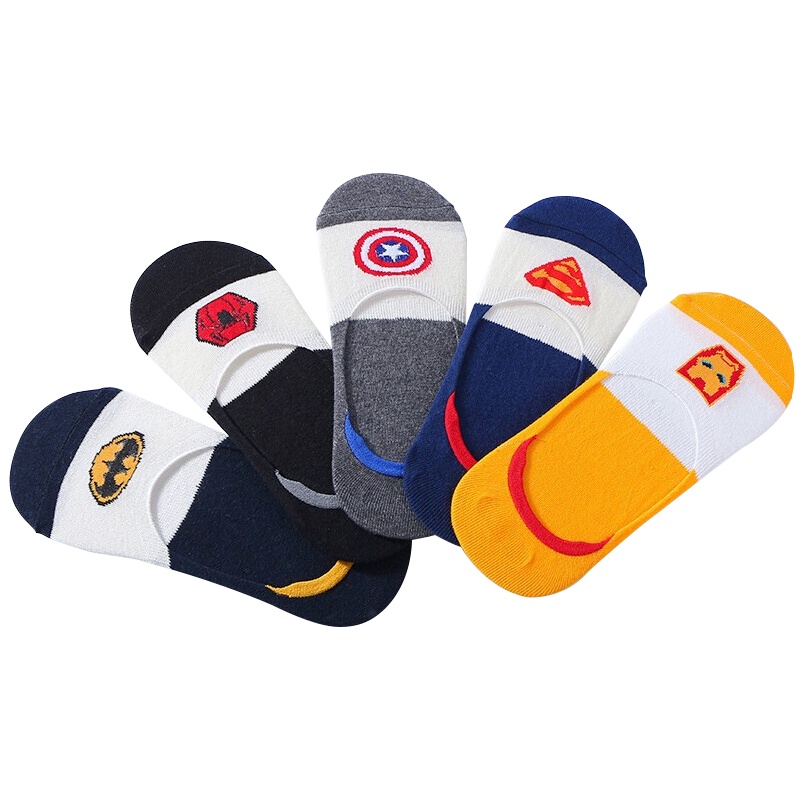 【顺丰配送】5双 袜子男船袜夏季薄款短袜浅口硅胶防滑隐形袜防臭透气男士袜子休闲潮袜 男米字隐形袜5双