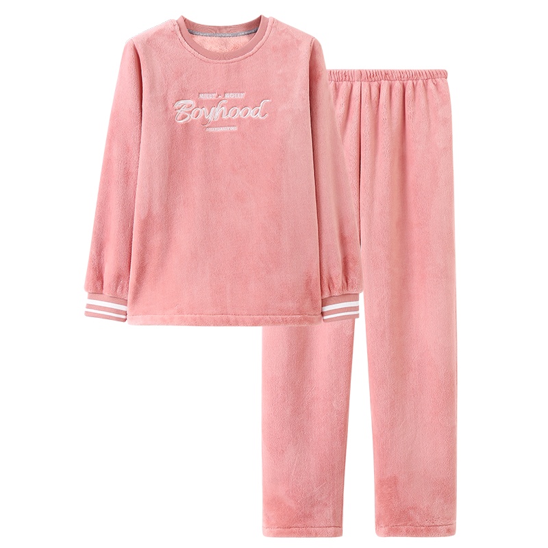 猫人冬季珊瑚绒情侣睡衣 秋冬款法兰绒保暖男女休闲家居服套装