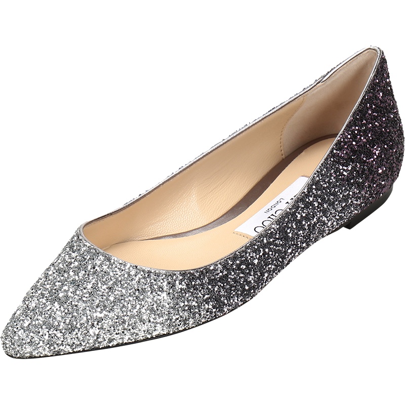 JIMMY CHOO 周仰杰 女士闪光面料尖头平底鞋单鞋渐变 ROMY FLAT VNB 204