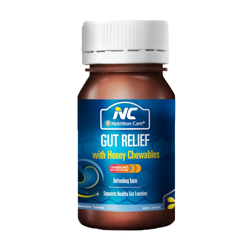 NC澳洲Nutrition Care 蜂蜜姜黄谷氨酰胺咀嚼片 蜂蜜养胃咀嚼片养胃片 呵护肠胃 60片 膳食营养补充剂