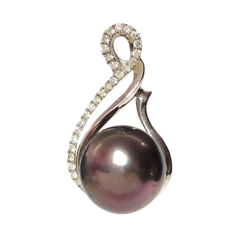 缘源珠宝 天然海水珍珠吊坠 18K金镶钻时尚气质珍珠吊坠 女款 附送证书 不含链