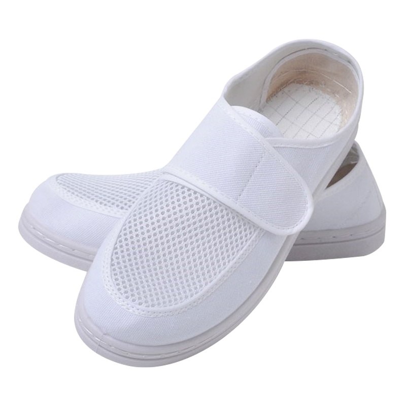 冰禹 SNll-110 无尘防静电鞋 加厚软底男女通用工厂车间透气工作鞋 蓝色白色网面鞋 净化鞋 白色 43