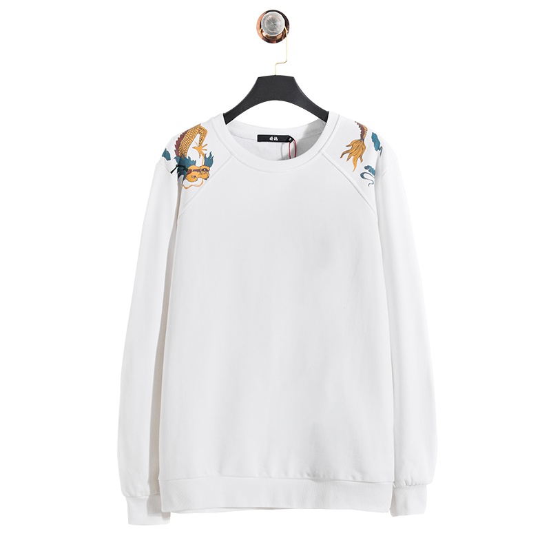 蓝旗X将起系列秋季时尚圆领套头卫衣霸气中国风龙纹印花长袖卫衣