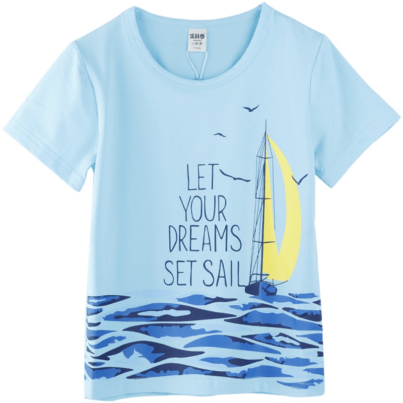 小红豆童装男童短袖T恤儿童中大童夏装2019新款童装宝宝休闲圆领上衣