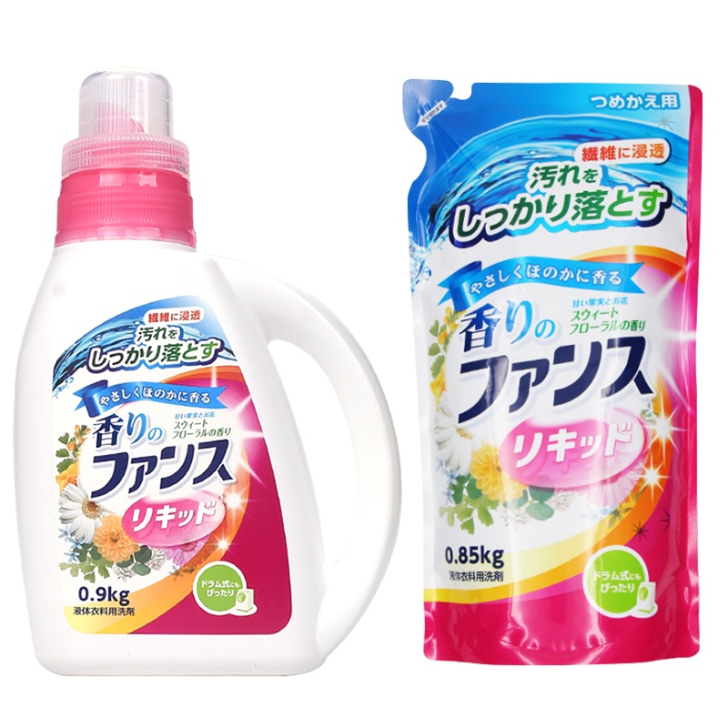 美洁卫芳香清洁洗衣液900g与洗衣液(补充包)850g组合装