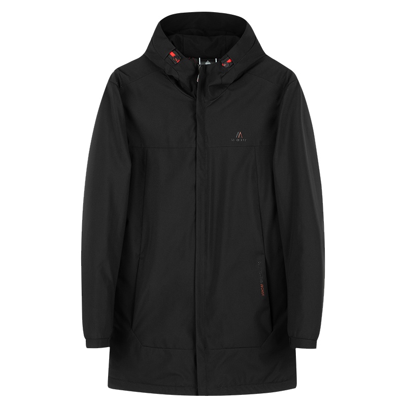 雪中飞2019新款男士外套春秋季修身连帽黑色中长款风衣休闲夹克