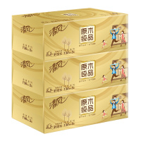 清风 抽纸原木纯品 金装系列3层130抽3盒/组-(组)