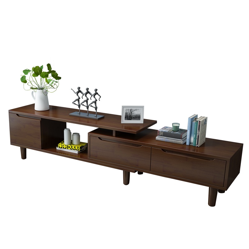 一米色彩 实木电视柜茶几组合 北欧伸缩电视柜 现代简约小户型电视机柜 地柜 客厅家具