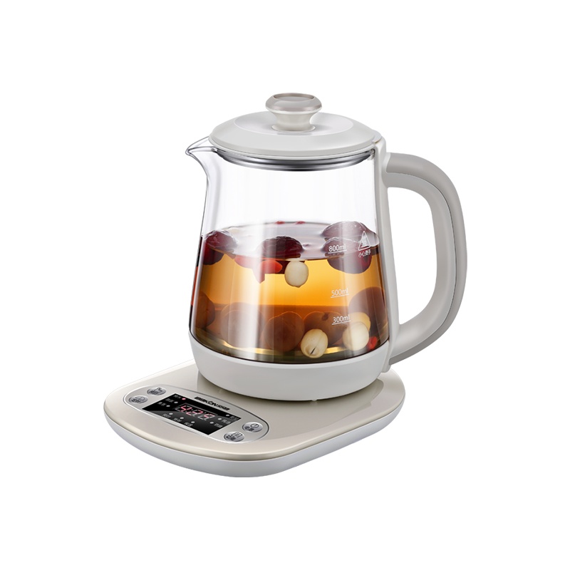贝贝康(BBKON)养生壶BBK01 白色 0.8升黄金容量 多功能电热水壶高硼硅玻璃壶 花茶器 3-24小时预约定时