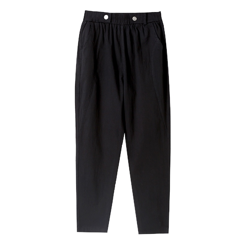 晗亦然2021新款夏季薄款裤子女九分裤棉麻休闲裤显瘦小脚哈伦裤2303