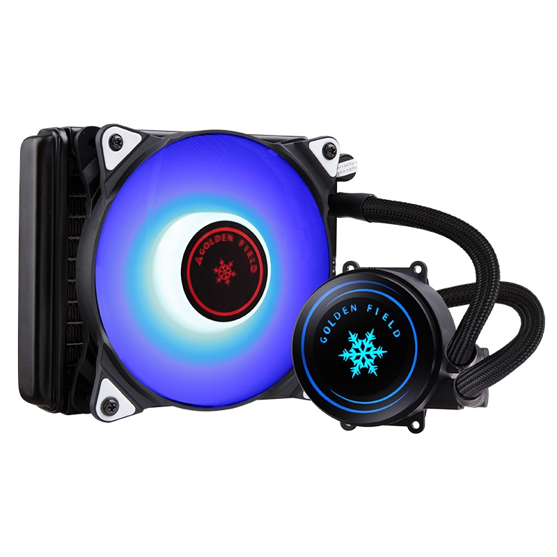 金河田雪影120G水冷散热器电脑台式机cpu一体式水冷套装静音风扇 黑色（多平台/LED蓝光风扇/劲音散热）