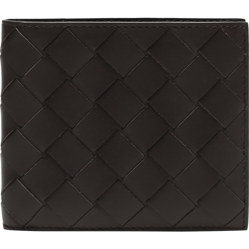 葆蝶家 BOTTEGA VENETA BV 男士皮革编织短款钱包钱夹深巧克力色 605721 VCPQ4 8997