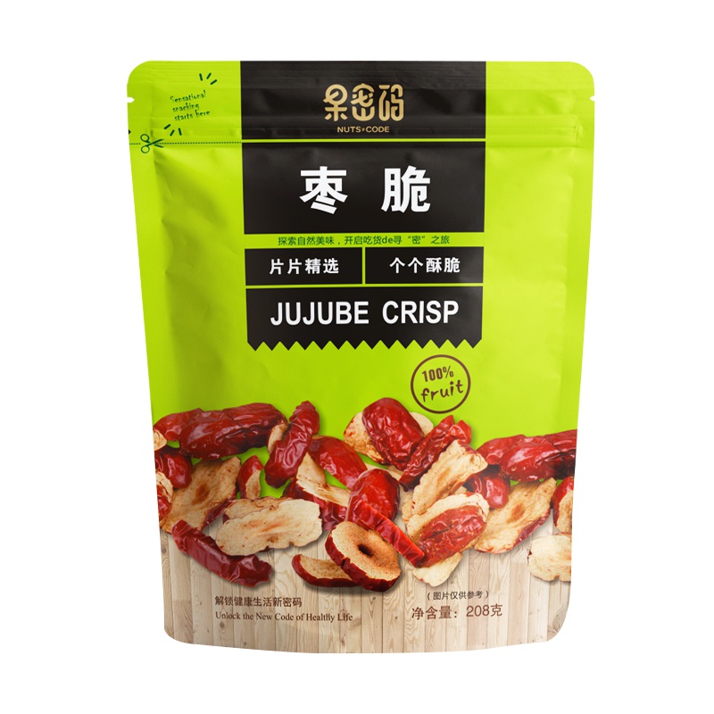 事农果密码系列雪枣脆枣片骏枣脆208g(休闲零食)