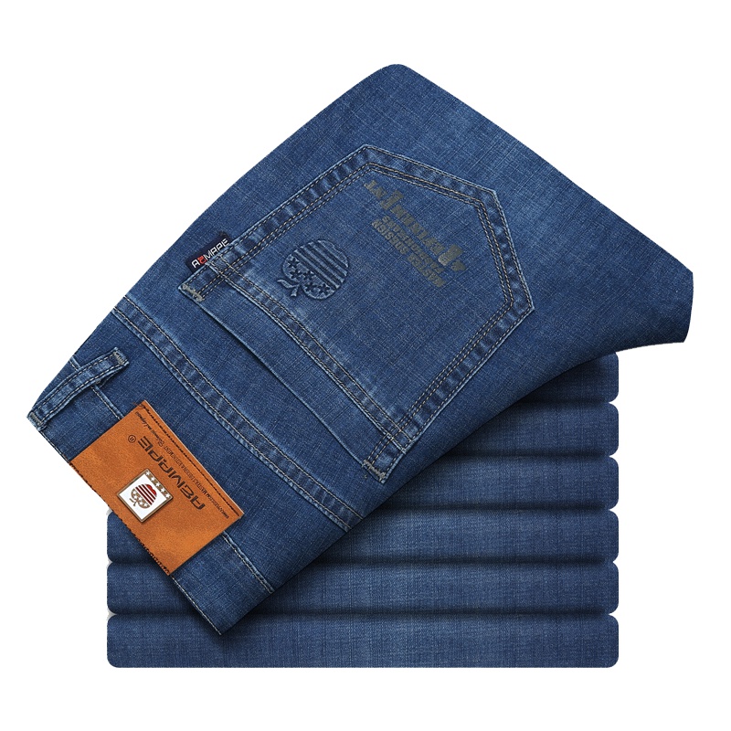 AEMAPE苹果牛仔裤男士秋季新款商务休闲裤子直筒宽松弹力高端修身男裤