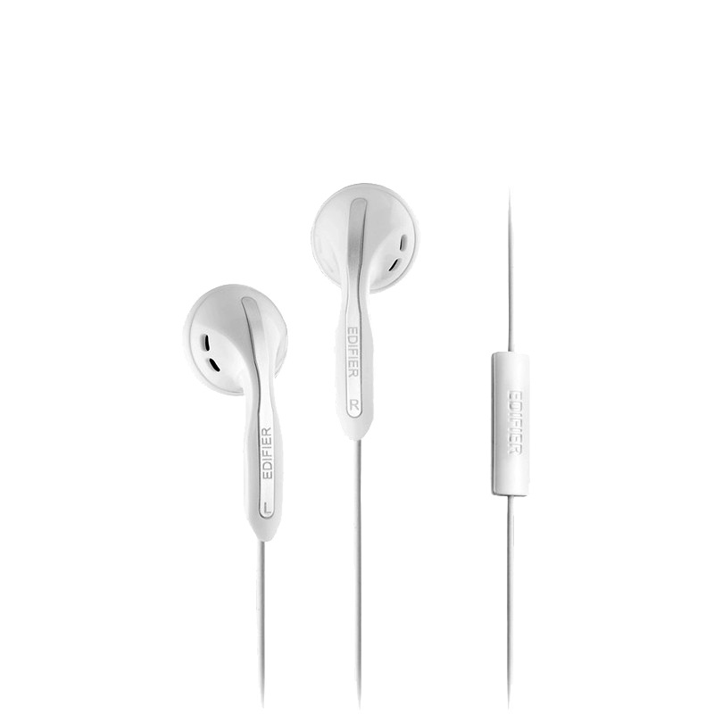 Edifier/漫步者 H180P手机3.5mm插孔有线耳机耳塞式带麦克风重低音k歌入耳式 白色
