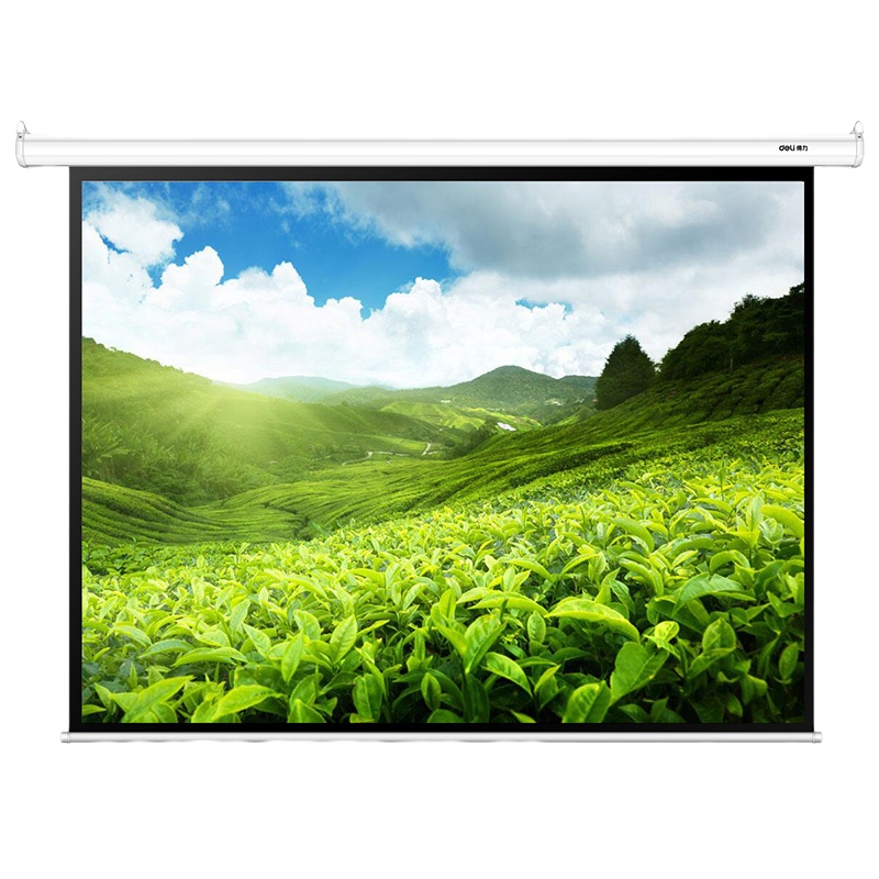 得力50493投影幕布120寸4:3电动幕布家用办公投影仪投影机高清幕