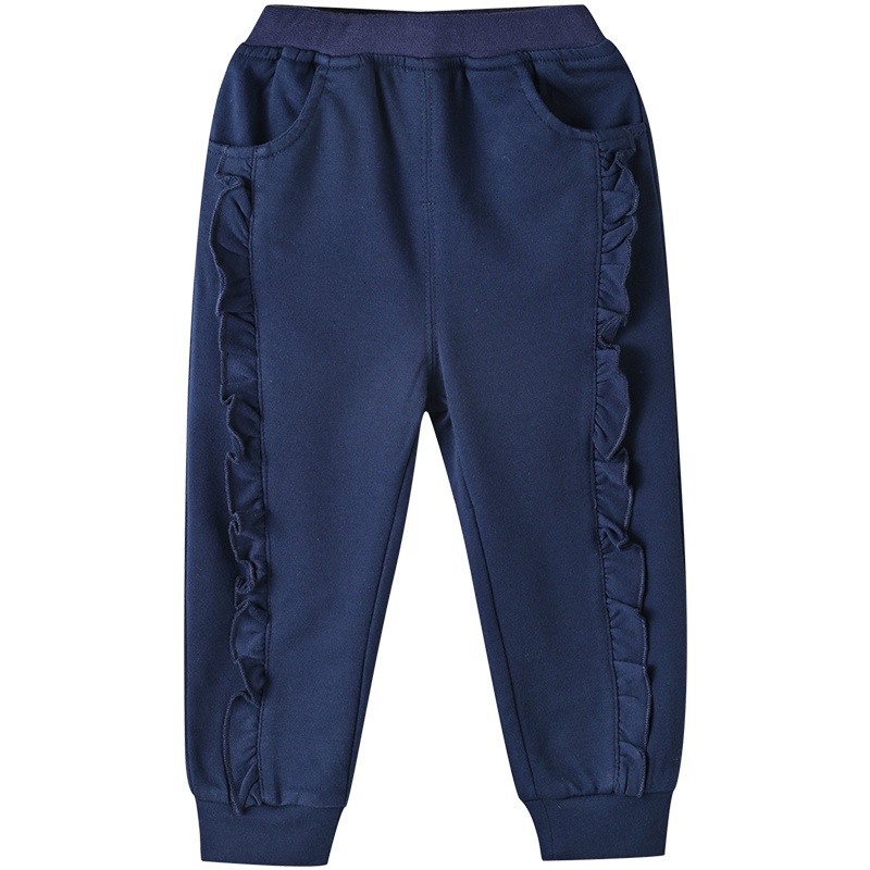 [8折价:28.8元]铅笔俱乐部童装女小童运动长裤春装款儿童花边休闲裤子洋气